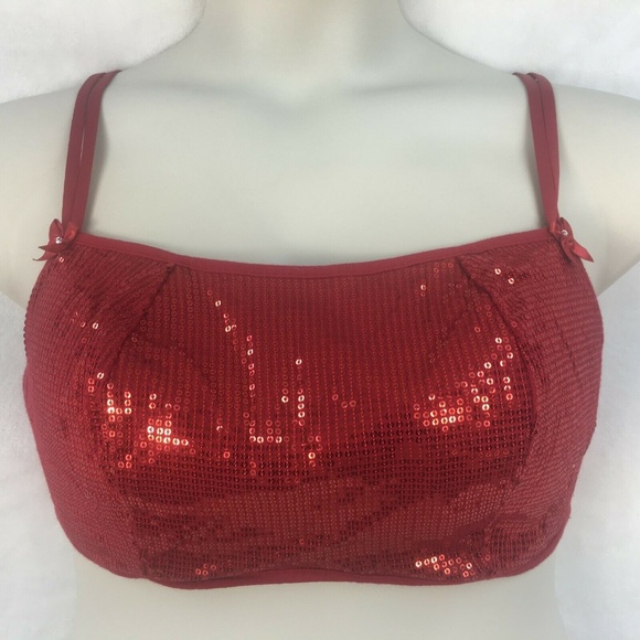 Cacique Other - Cacique 40D Red Sequin Underwire Bra